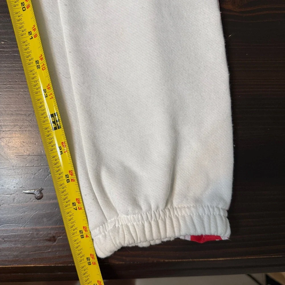 American Stitch Mens White Joggers Red Kanji Side Stripe Sweatpants‎ Size M
